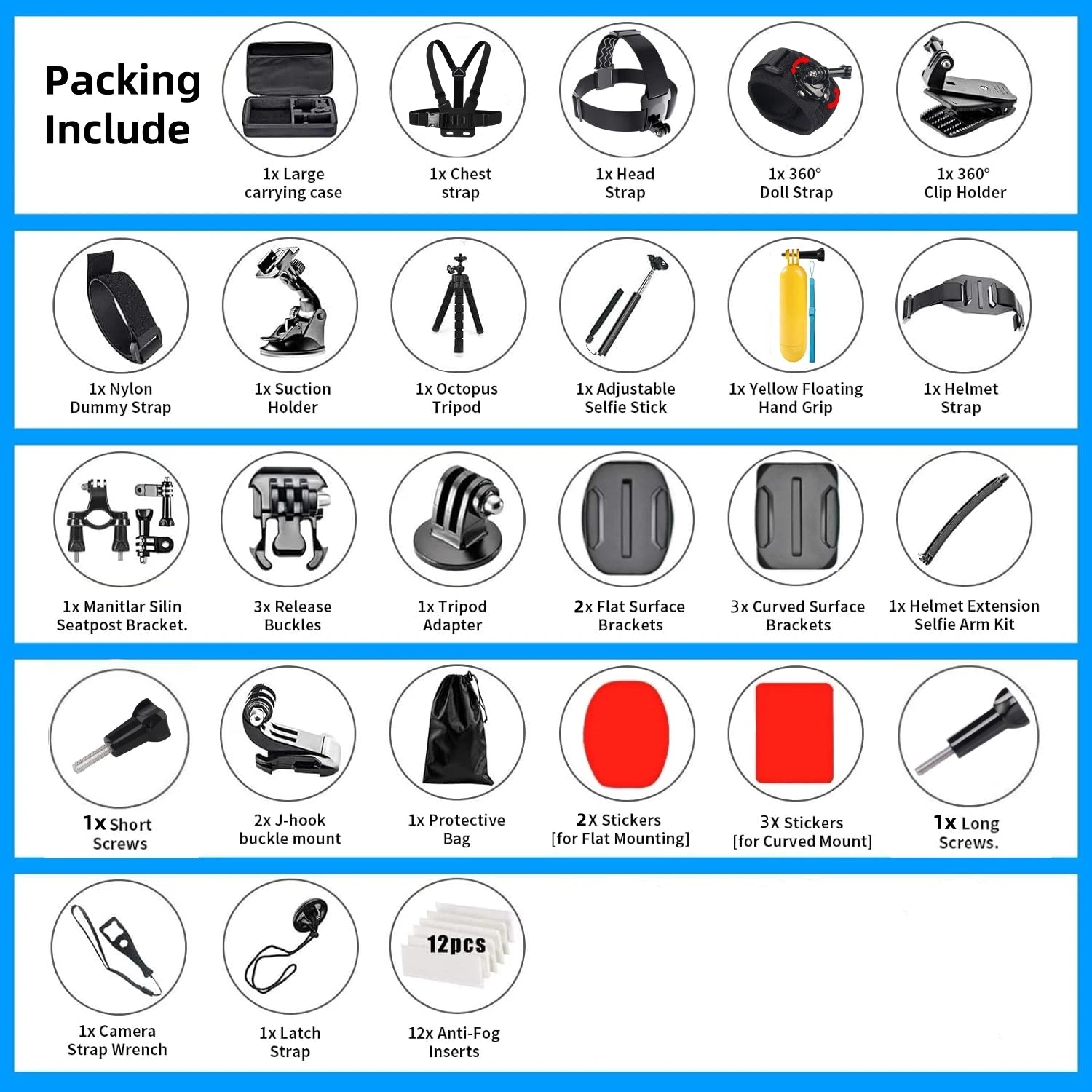 50 in 1 Action Camera Accessory Kit Sets